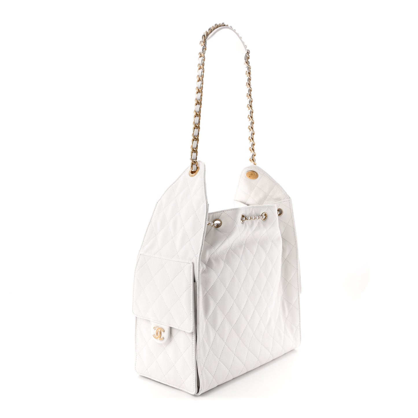Caviar Quilted Medium Chanel 25 Handbag White