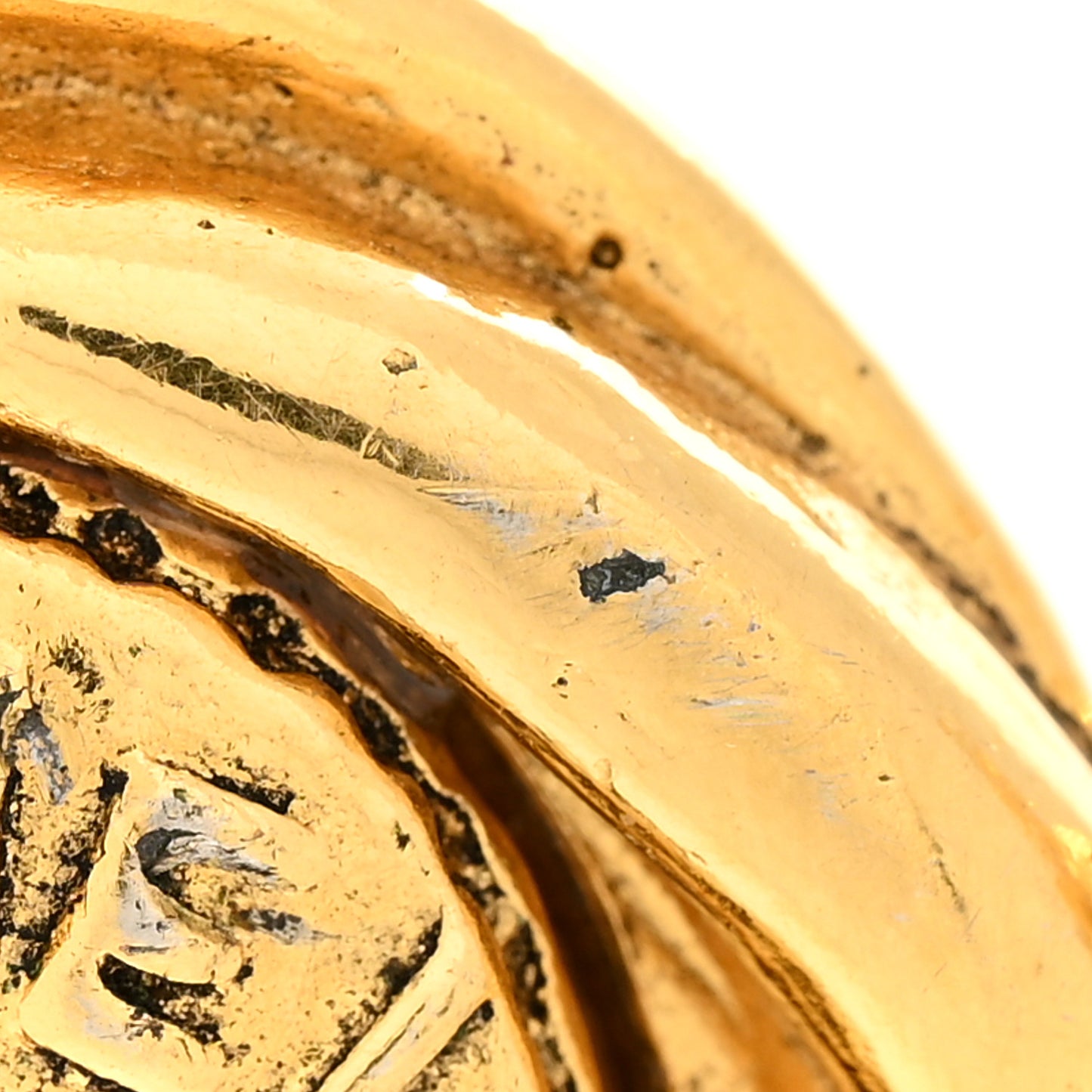 Round CC Clip On Earrings Gold