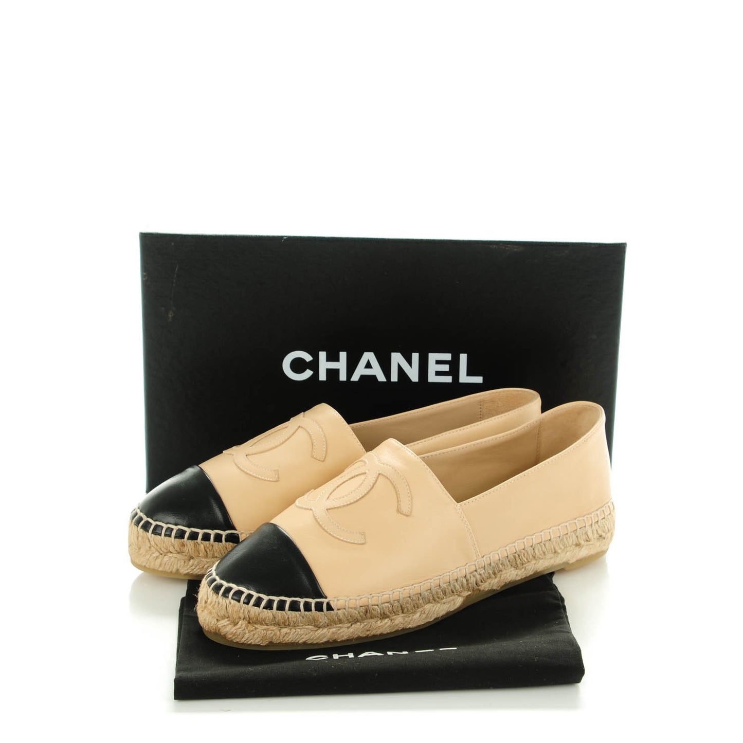Lambskin CC Espadrilles 38 Beige Black
