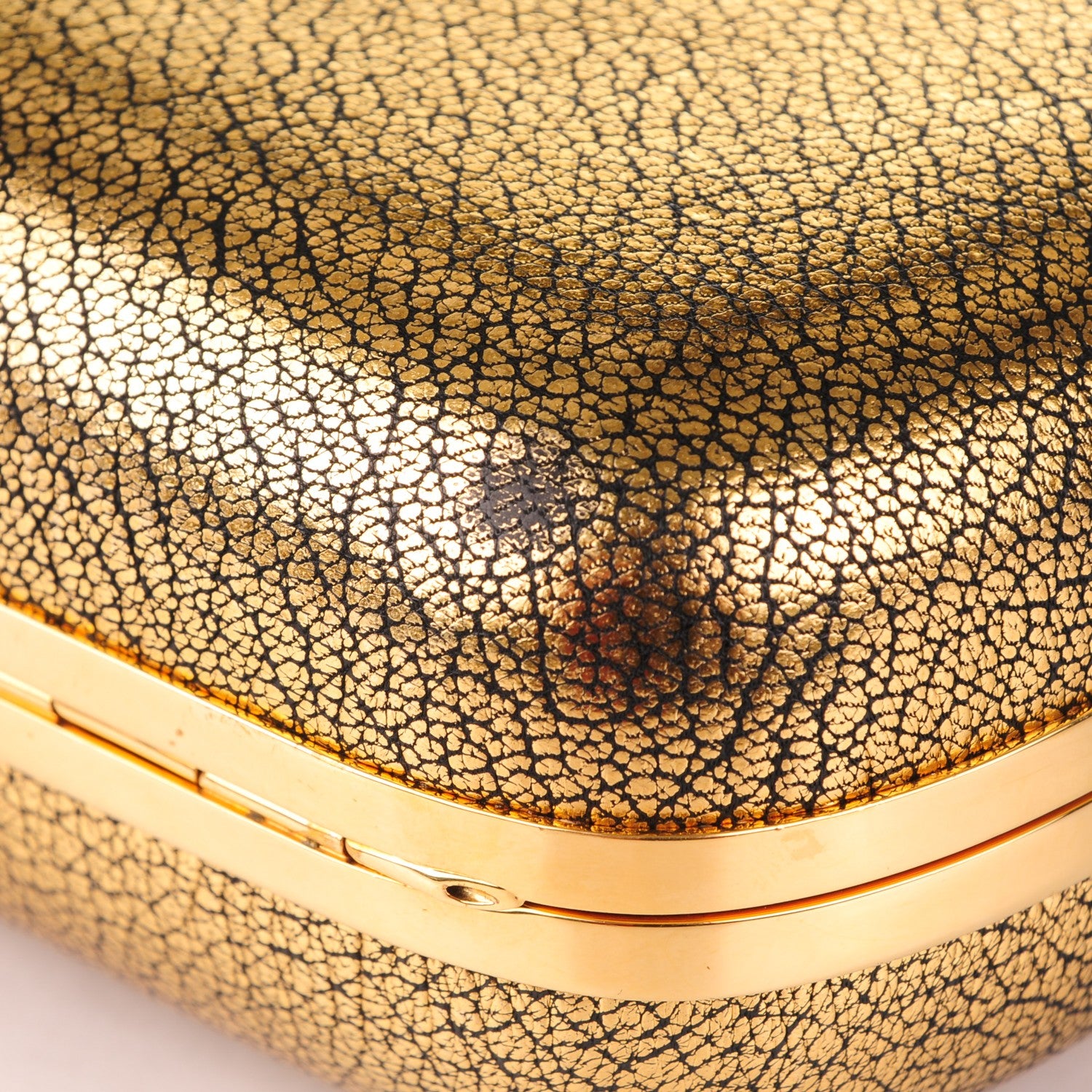 Alexander McQueen Metallic Crackled Lambskin Skull Box Clutch Antique Gold 8 of 8