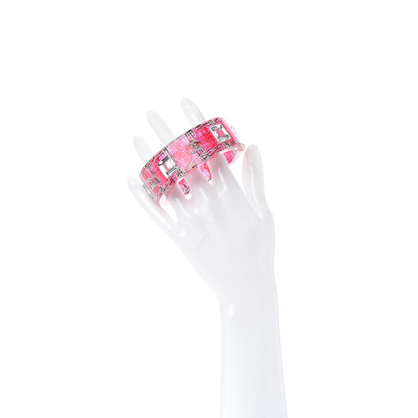 Resin Crystal CC Bangle Bracelet Pink