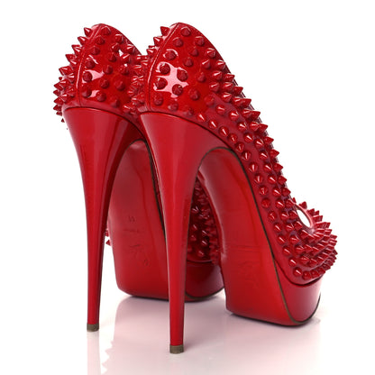 Christian Louboutin Patent Lady Peep Spikes VIP 150 Pumps 41 Red 4 of 10
