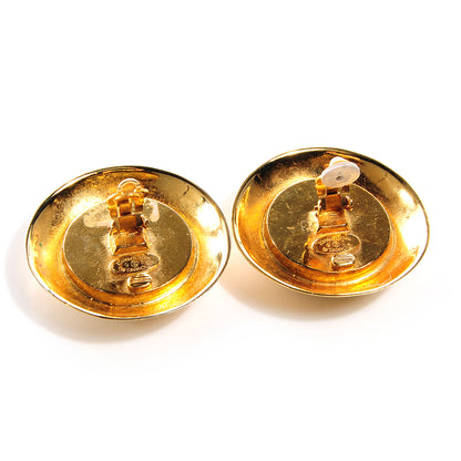 Chanel Metal CC Clip On Earrings Black and Gold 3 of 9
