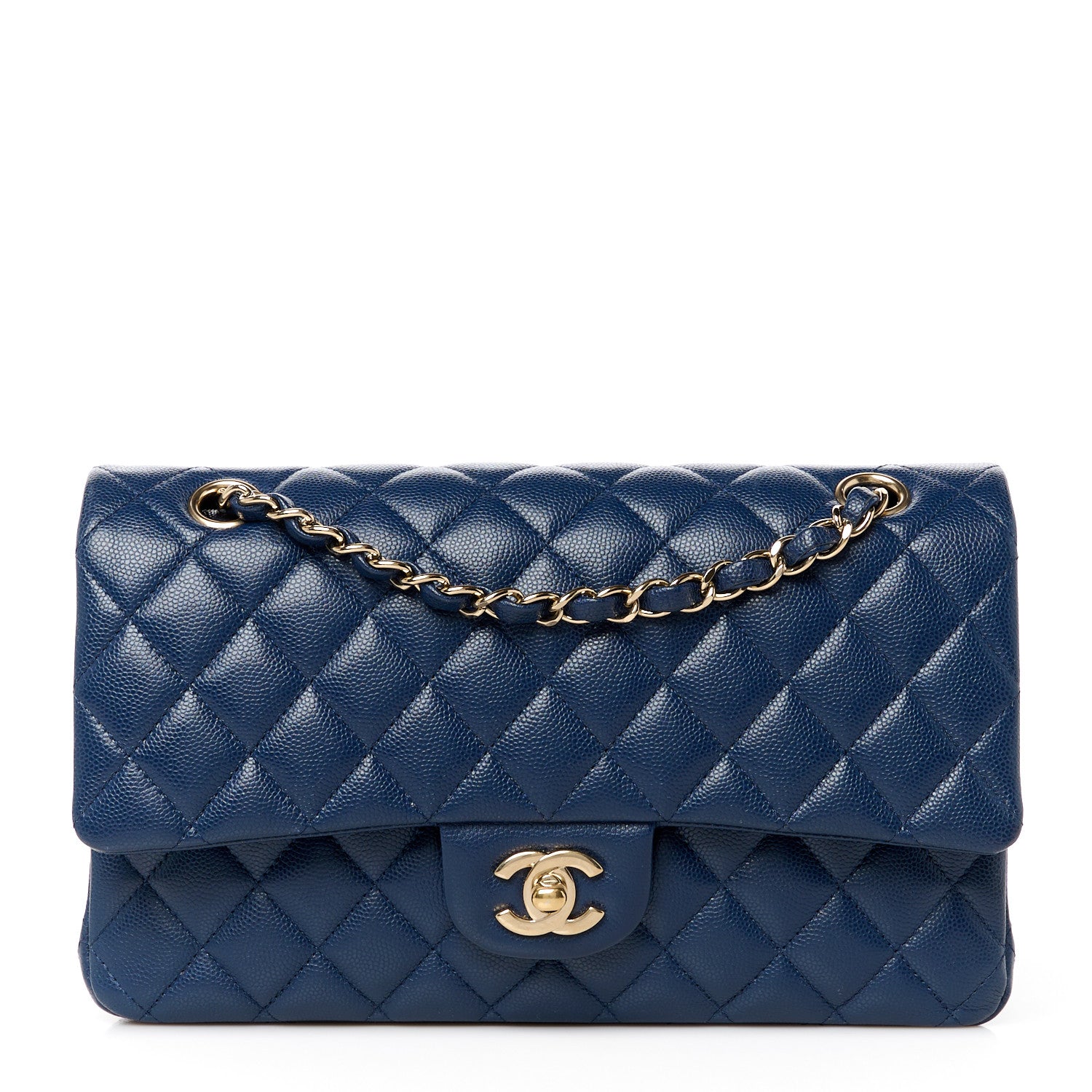 Chanel Caviar Quilted Medium Double Flap Blue 1 of 11