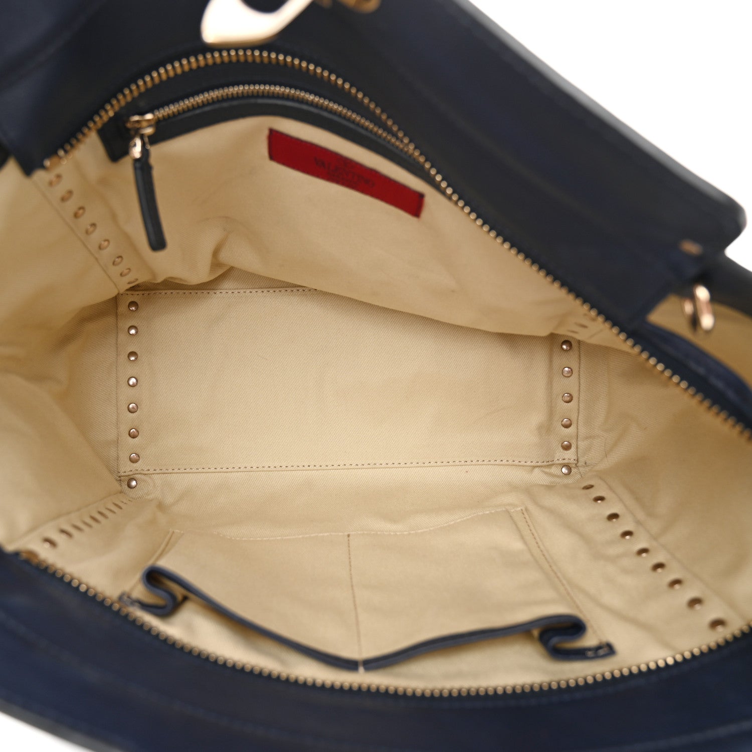 Valentino Garavani Vitello Rockstud Double Handle Tote Marine 5 of 14