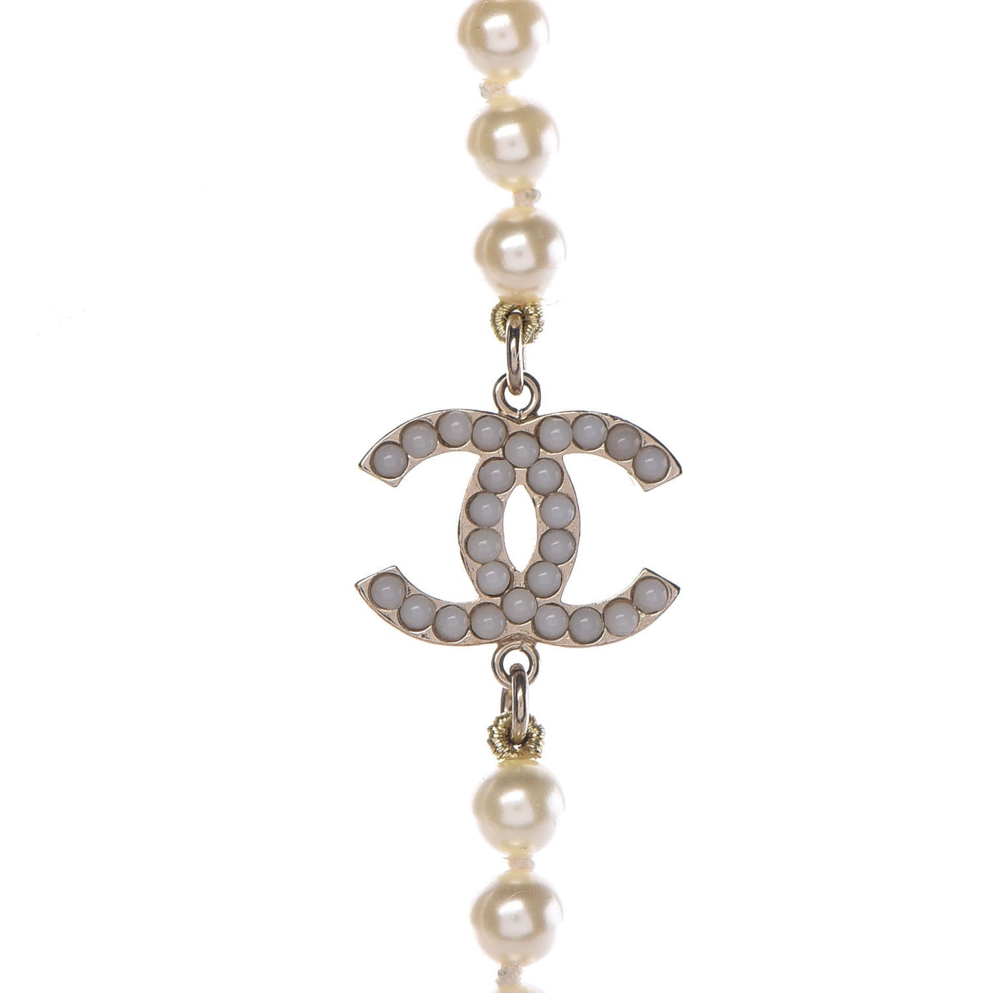 Pearl CC Long Necklace Gold