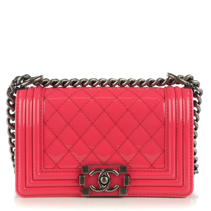 Chanel Patent Calfskin Quilted Small Boy Flap Pink 1 of 9
