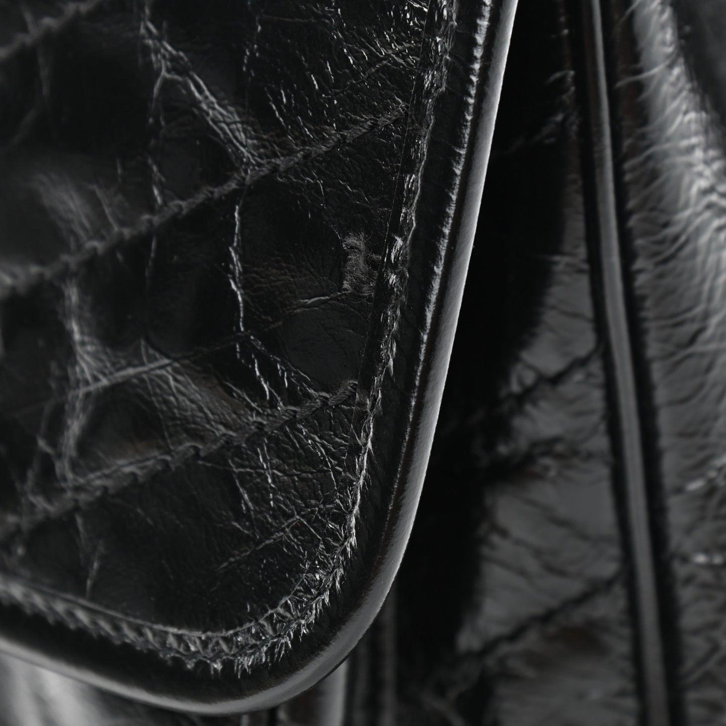 Crinkled Calfskin Matelasse Monogram Medium Niki Chain Satchel Black