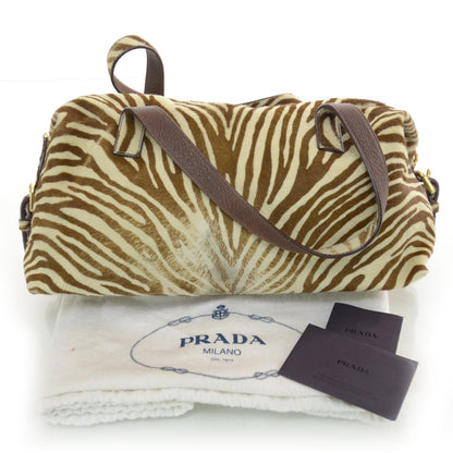 Prada Calf Hair Zebra Print Shoulder Bag White Bruciato 3 of 9