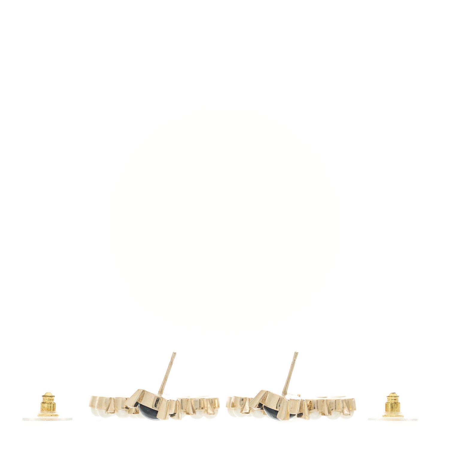 Chanel Resin Crystal Pearl CC Drop Earrings Black Gold 3 of 5