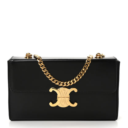 Celine Shiny Calfskin Triomphe Chain Box Bag Black 1 of 9