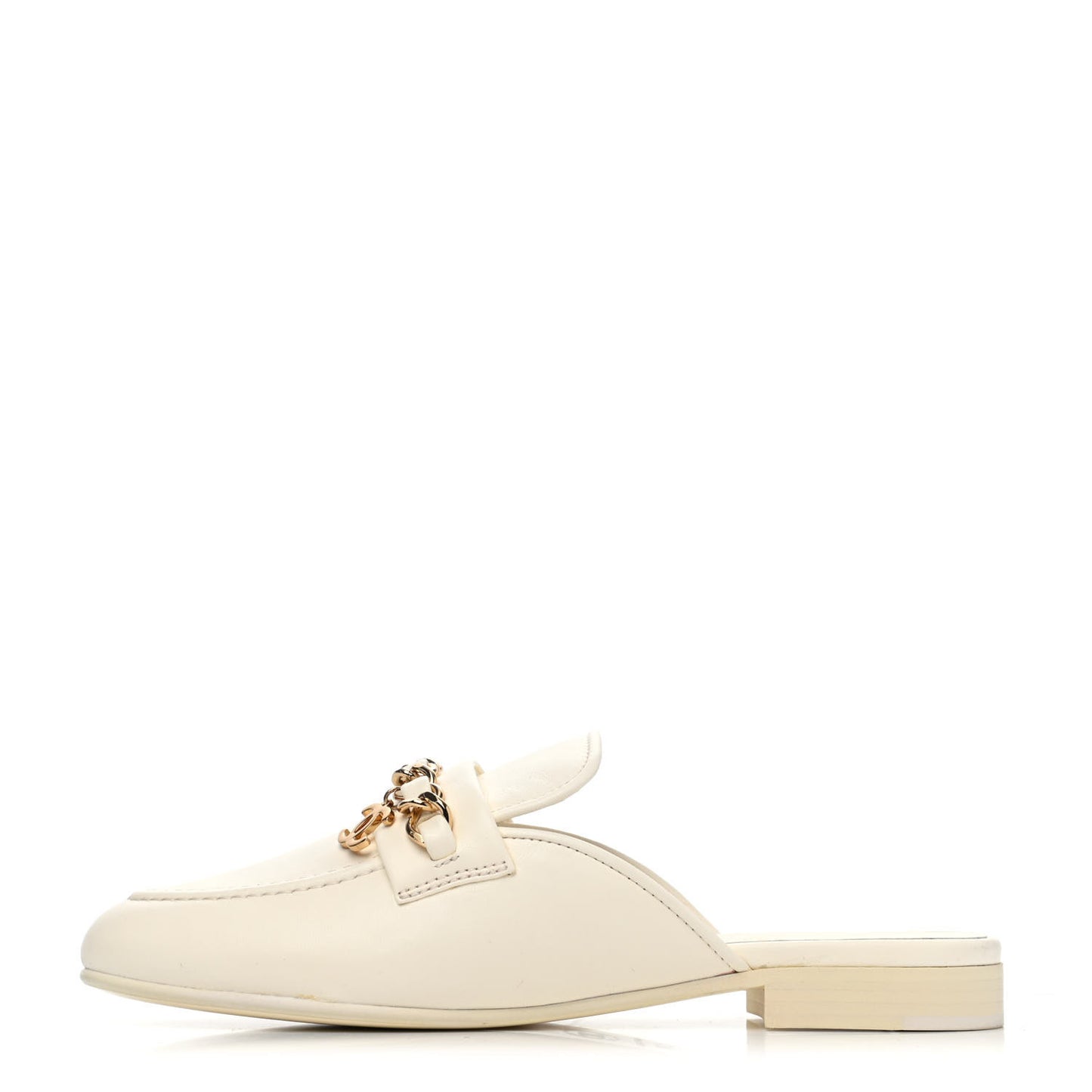 Lambskin Chain CC Mules 37 Ivory
