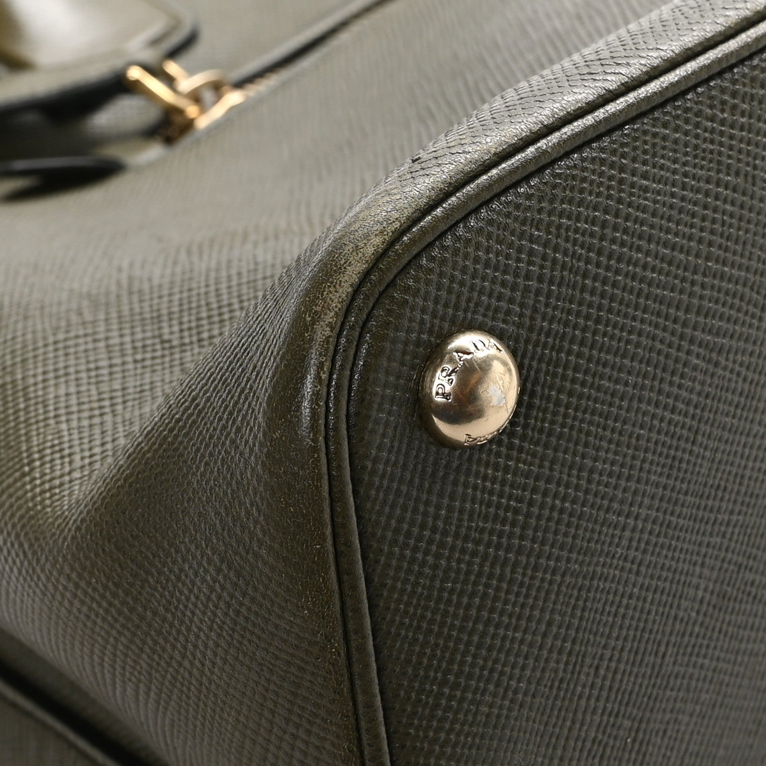 Prada Saffiano Cuir Open Promenade Tote Militare 8 of 13