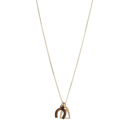 Hermes Permabrass Buffalo Horn Amulette Equestre PM Pendant Necklace Gold 1 of 6