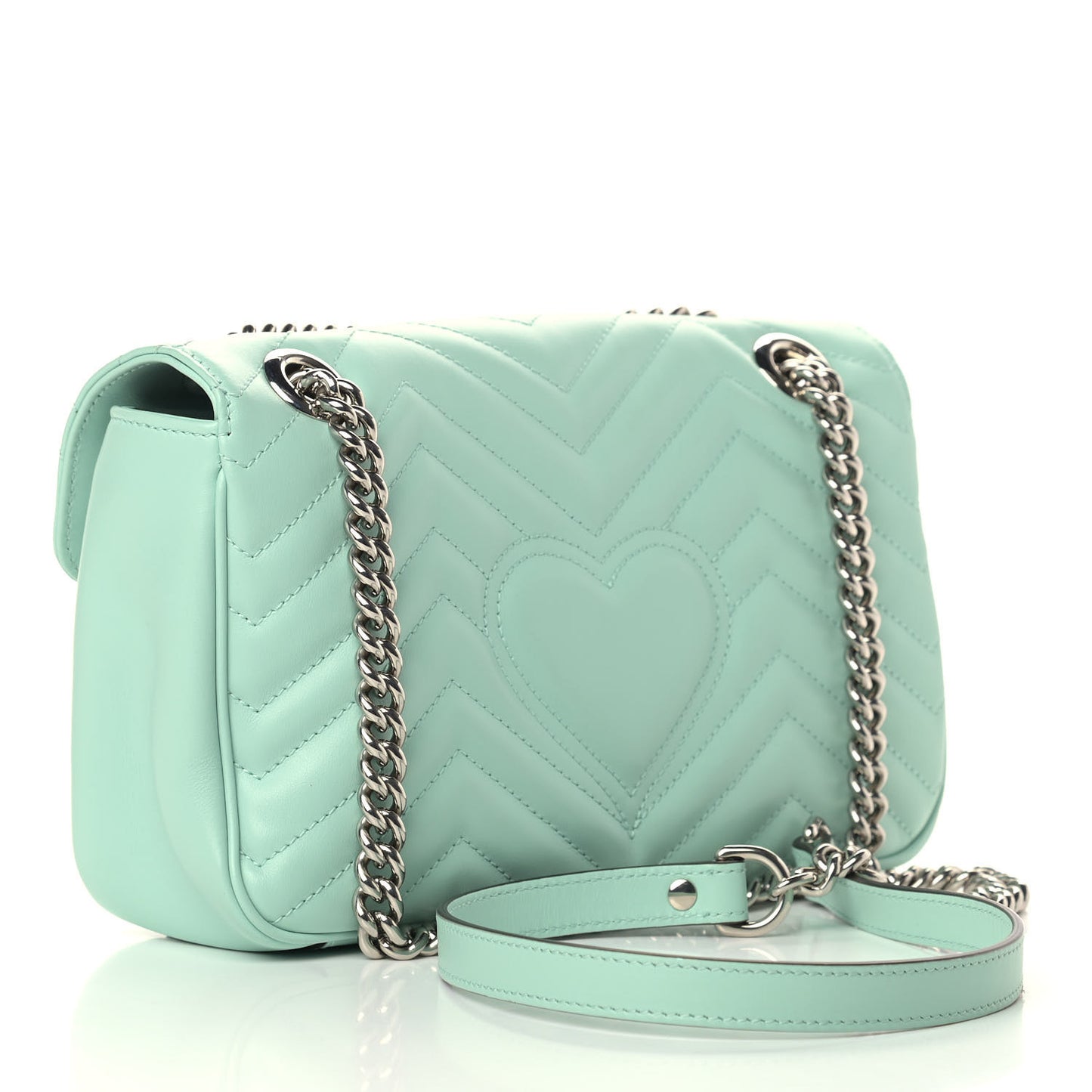 Calfskin Matelasse Small GG Marmont Shoulder Bag Water Green