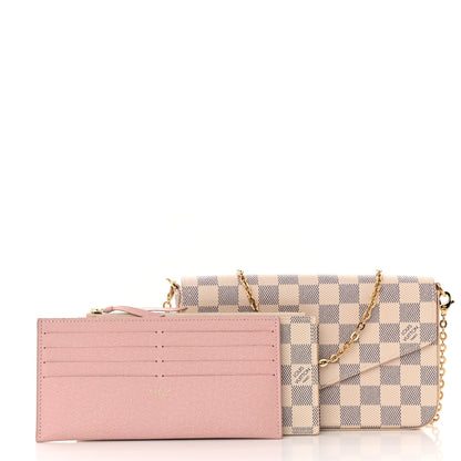 Louis Vuitton Damier Azur Pochette Felicie Chain Wallet Rose Ballerine 3 of 11
