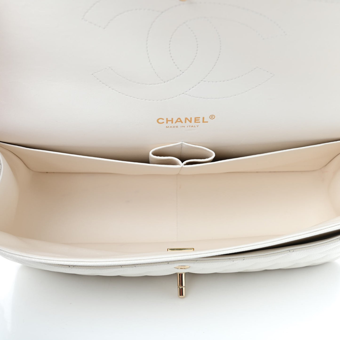 Caviar Quilted Jumbo Double Flap White