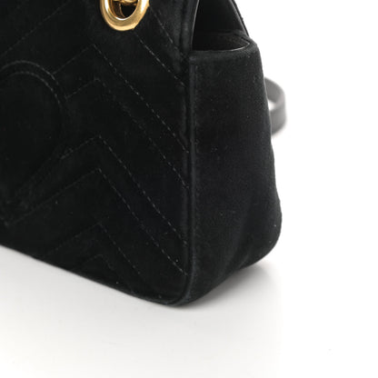 Gucci Velvet Matelasse Mini GG Marmont Shoulder Bag Black 16 of 17
