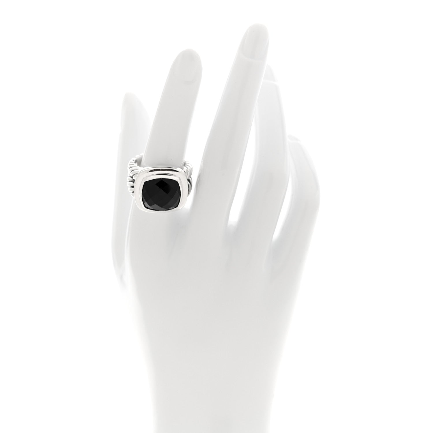 David Yurman Sterling Silver Black Onyx 14mm Albion Ring 54 7 2 of 4
