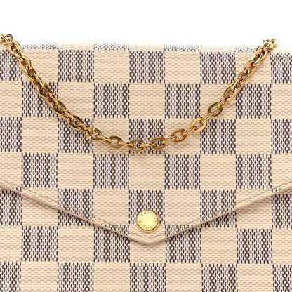 Louis Vuitton Damier Azur Pochette Felicie Chain Wallet Rose Ballerine 12 of 16