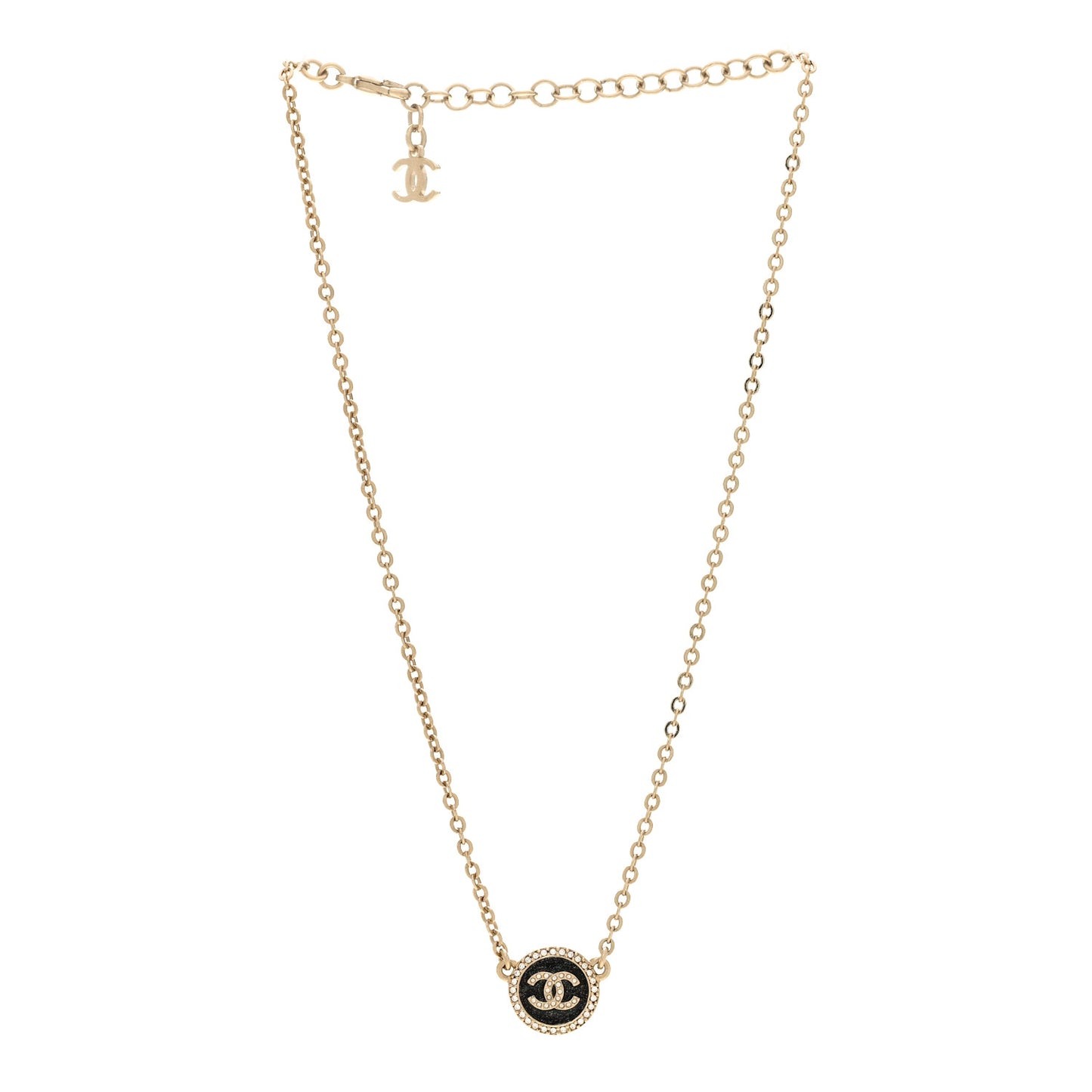 Metal Resin Crystal CC Necklace Gold Black