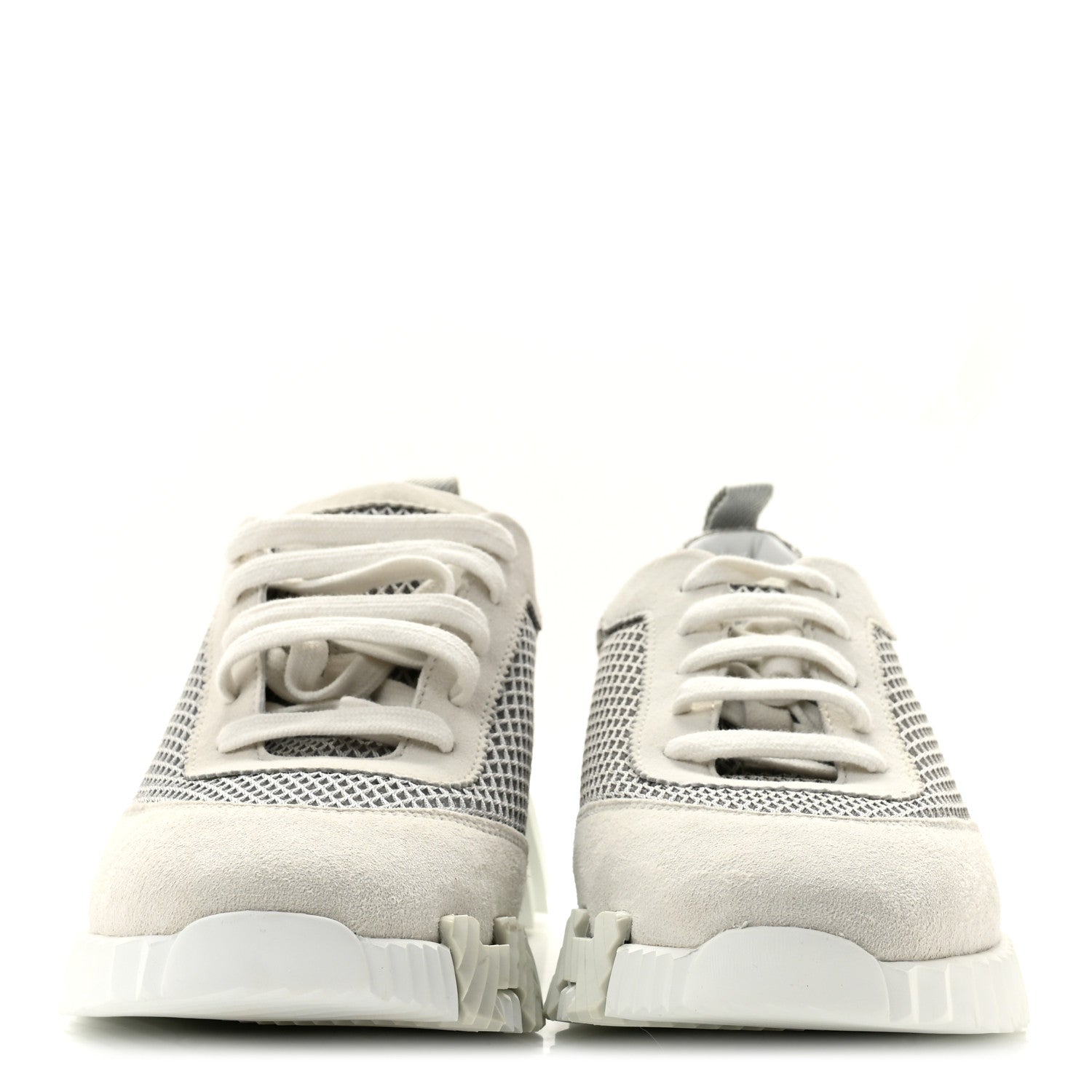 Hermes Air Mesh Suede Goatskin Bouncing Sneakers 39 Gris Lulea White 3 of 12