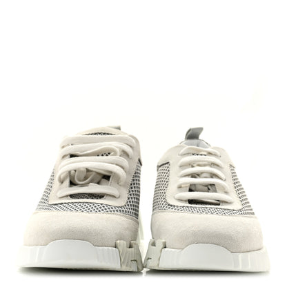 Hermes Air Mesh Suede Goatskin Bouncing Sneakers 39 Gris Lulea White 3 of 12