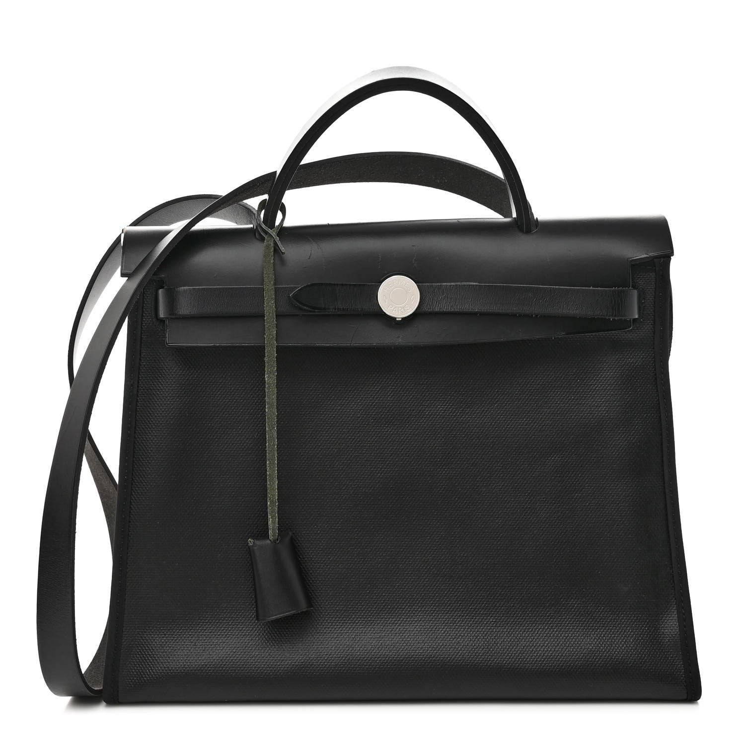 Hermes Toile H Berline Vache Hunter Herbag Zip PM 31 Black Ecru 3 of 11