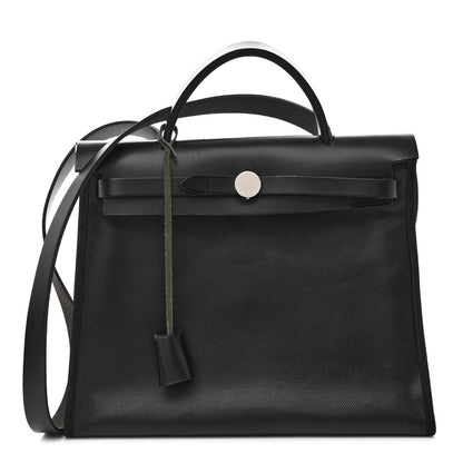 Hermes Toile H Berline Vache Hunter Herbag Zip PM 31 Black Ecru 3 of 11