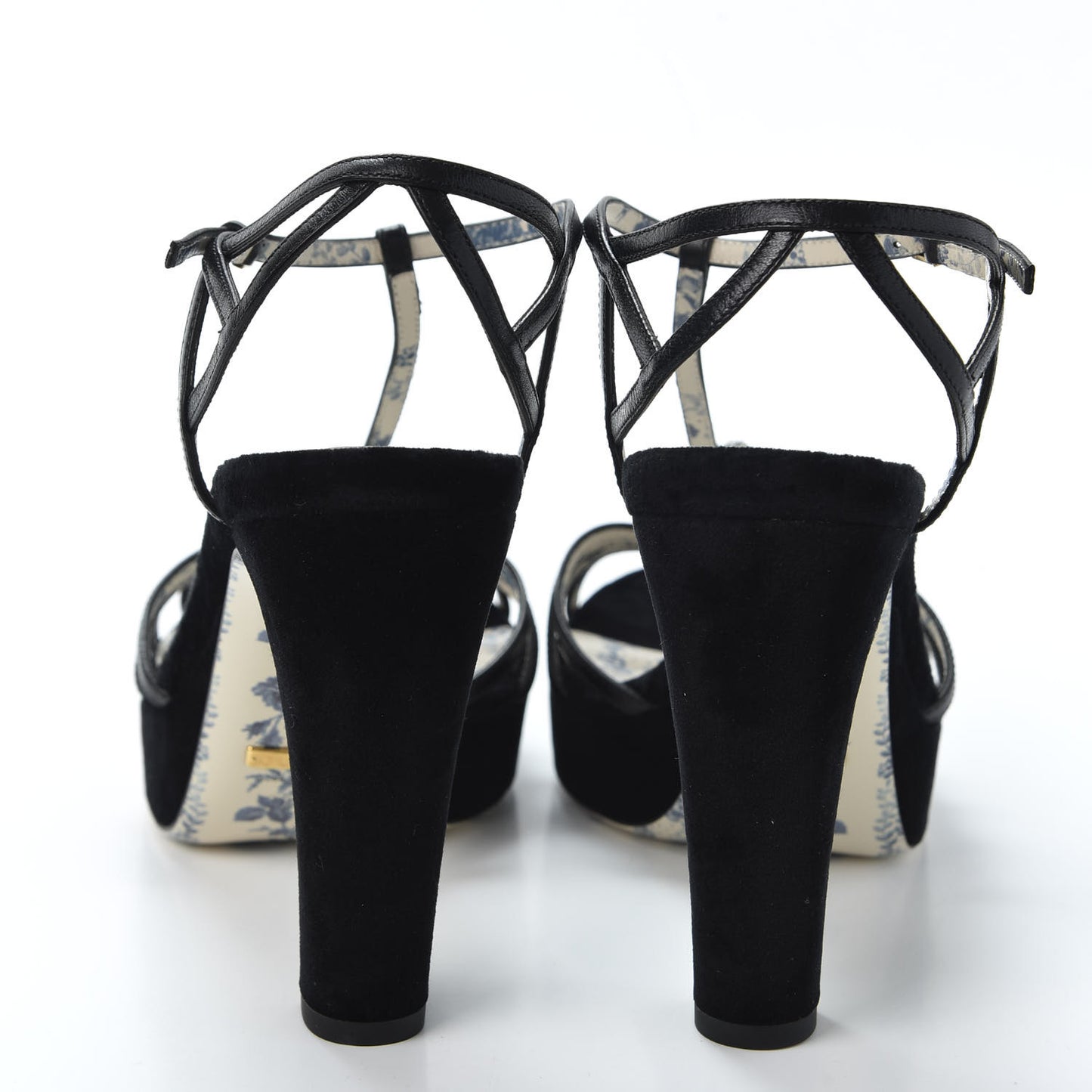 Velvet Malaga Kid Elias T-Strap Platform High Heel Sandals 38.5 Black