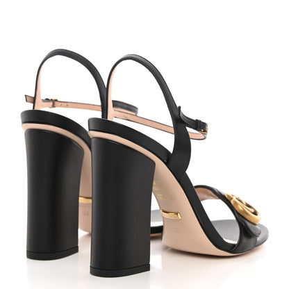Gucci Lifford Calfskin GG Marmont Ankle Wrap 105mm Sandals 38 Black 4 of 11