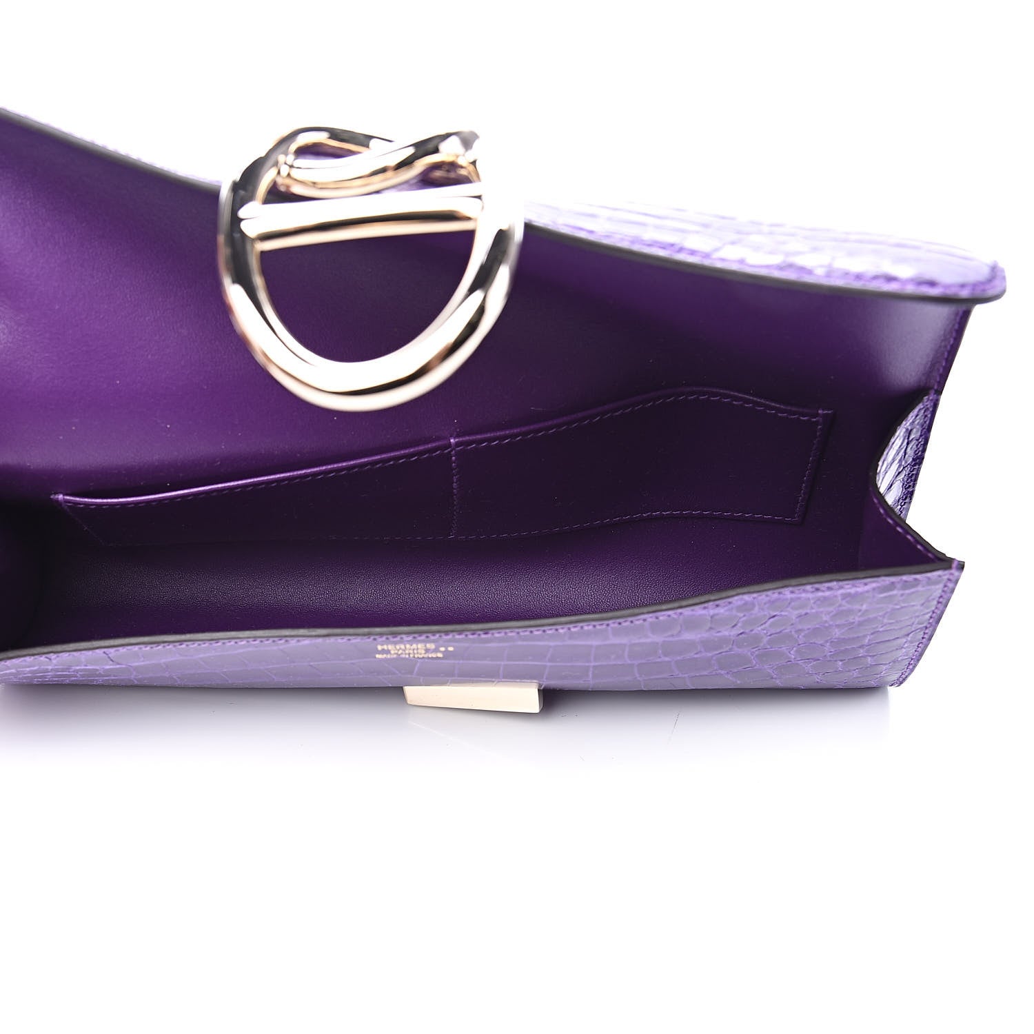 Hermes Shiny Niloticus Crocodile Egee Clutch Ultraviolet 5 of 11