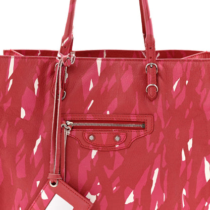 Balenciaga Supple Calfskin Printed Papier A5 Zip Around Tote Red Pink White 9 of 13