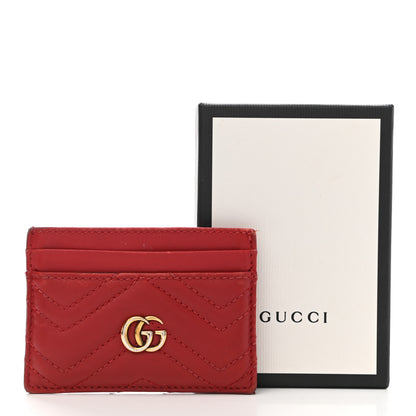 Gucci Calfskin Matelasse GG Marmont Card Holder Hibiscus Red 15 of 15