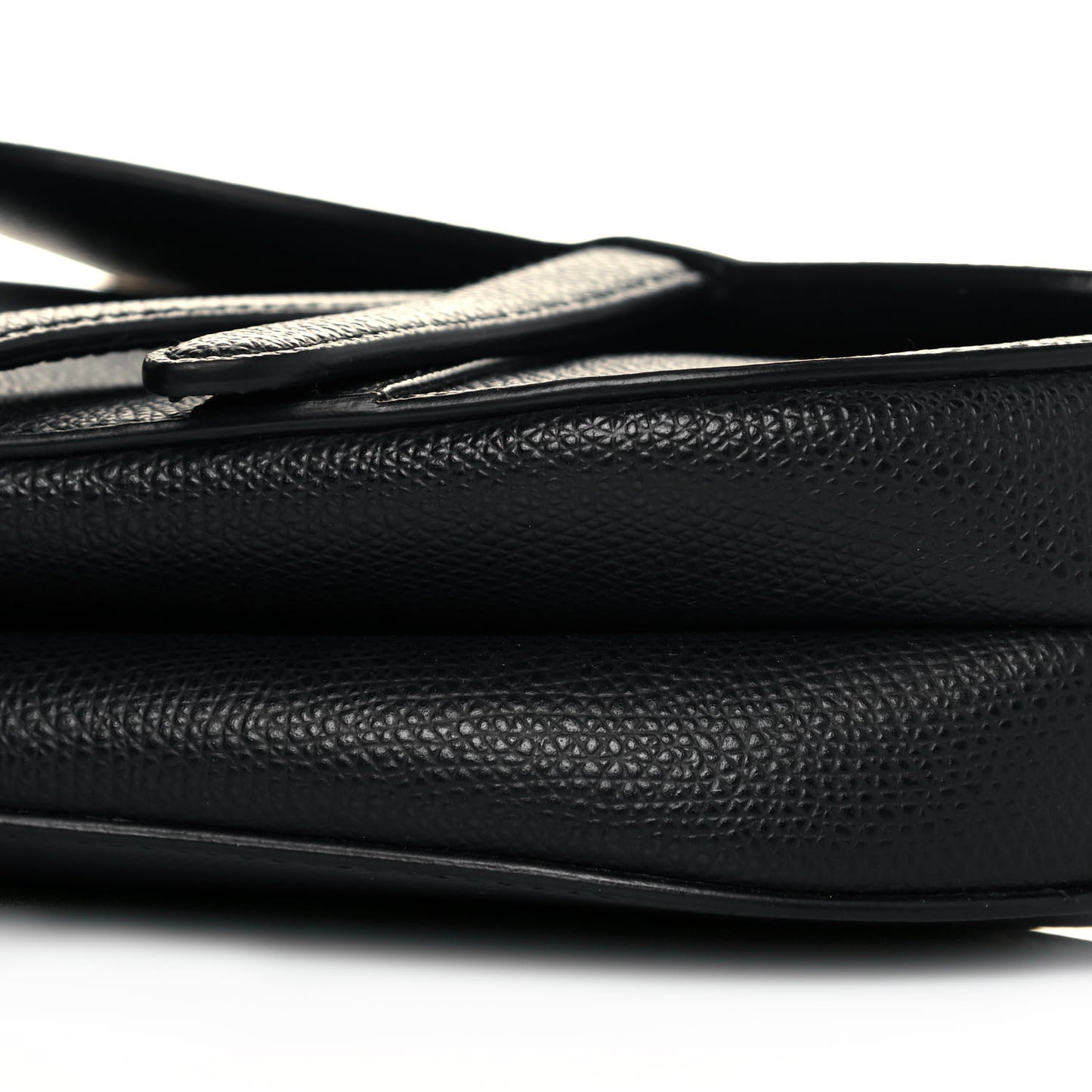 Grained Calfskin Mini Saddle Bag Black