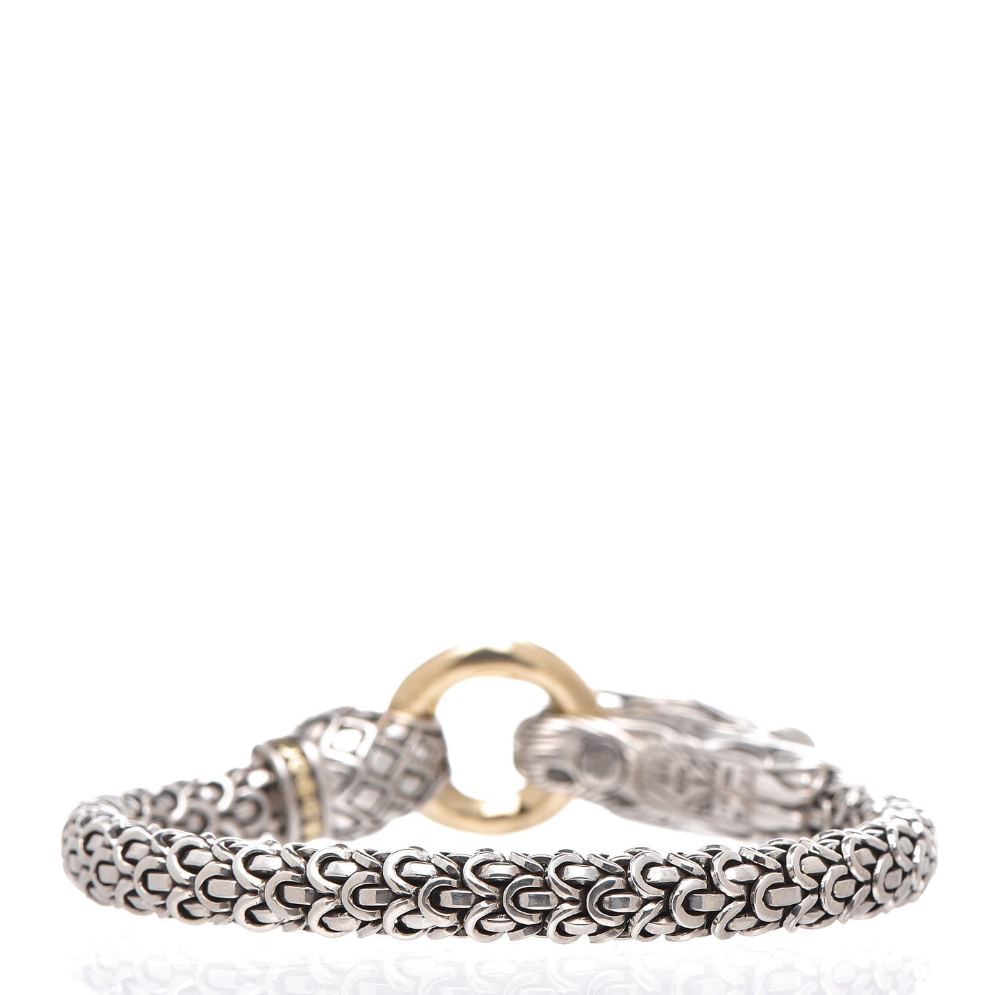 Sterling Silver 18K Yellow Gold 6mm Naga Dragon Bracelet