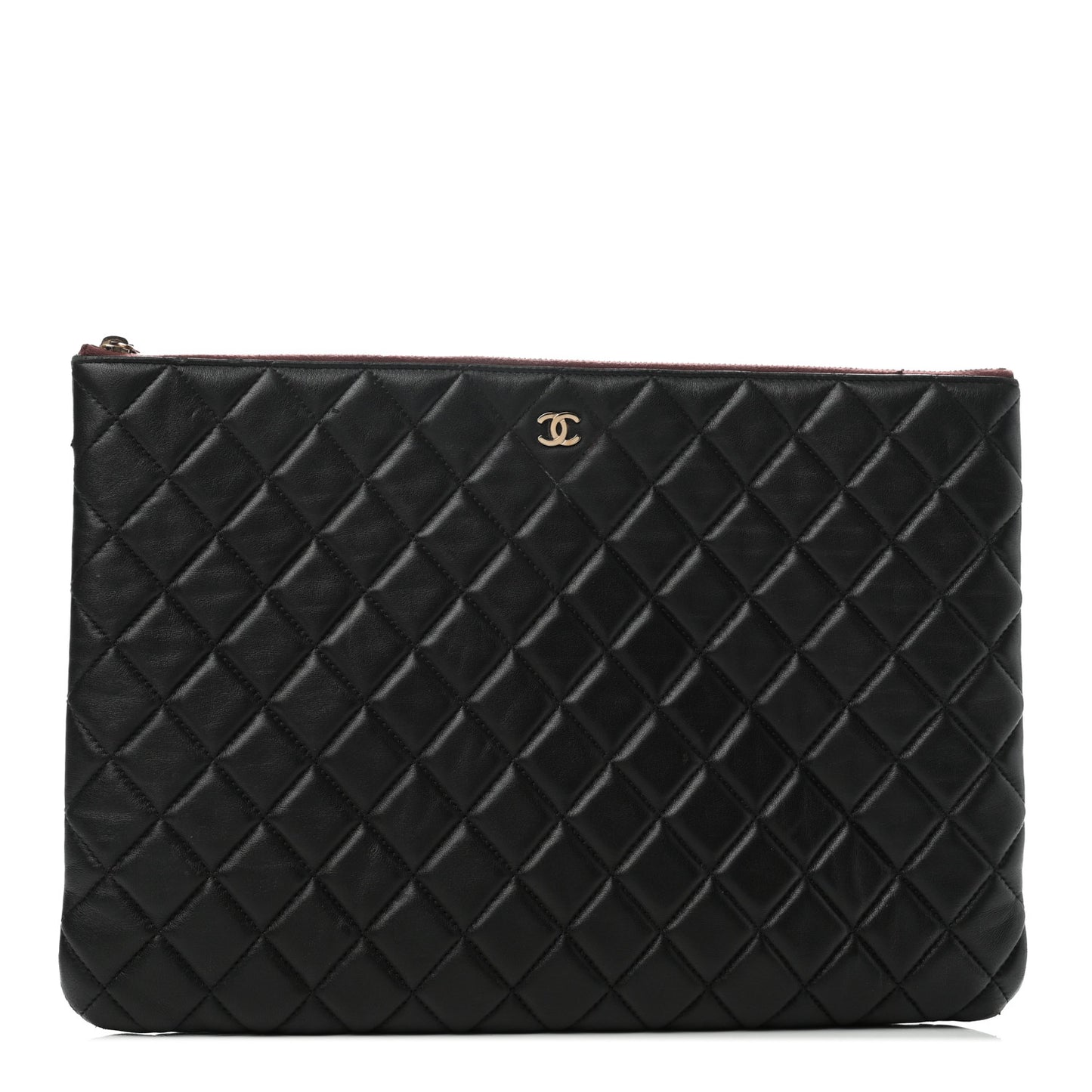 Lambskin Quilted Large Cosmetic Case Black