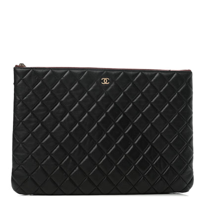 Chanel Lambskin Quilted Large Cosmetic Case Black 1 of 8