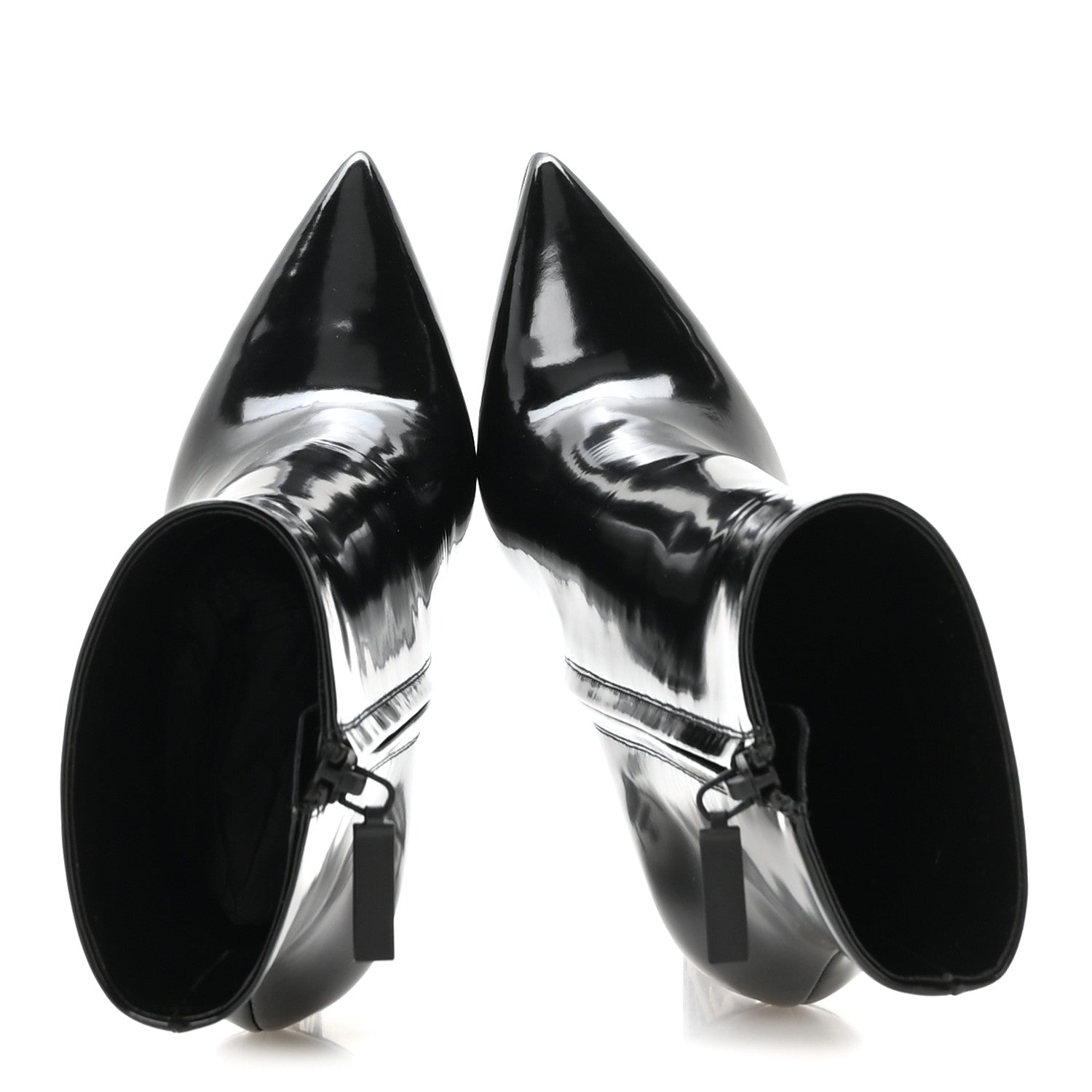Saint Laurent Glazed Calfskin Opyum Ankle Boots 37 Black 2 of 9