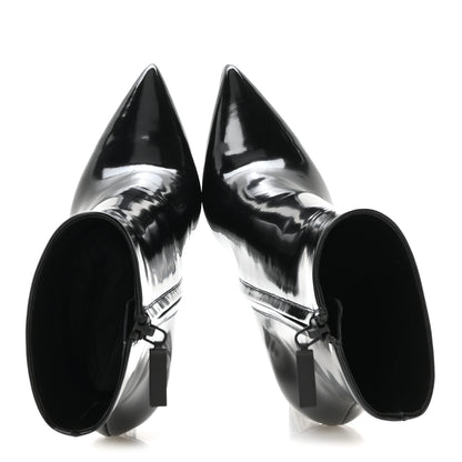 Saint Laurent Glazed Calfskin Opyum Ankle Boots 37 Black 2 of 9