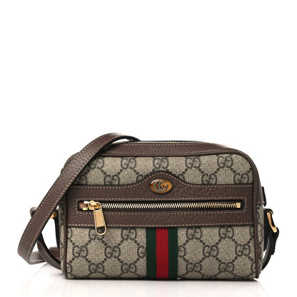 Gucci GG Supreme Monogram Web Mini Ophidia Shoulder Bag Brown 1 of 9
