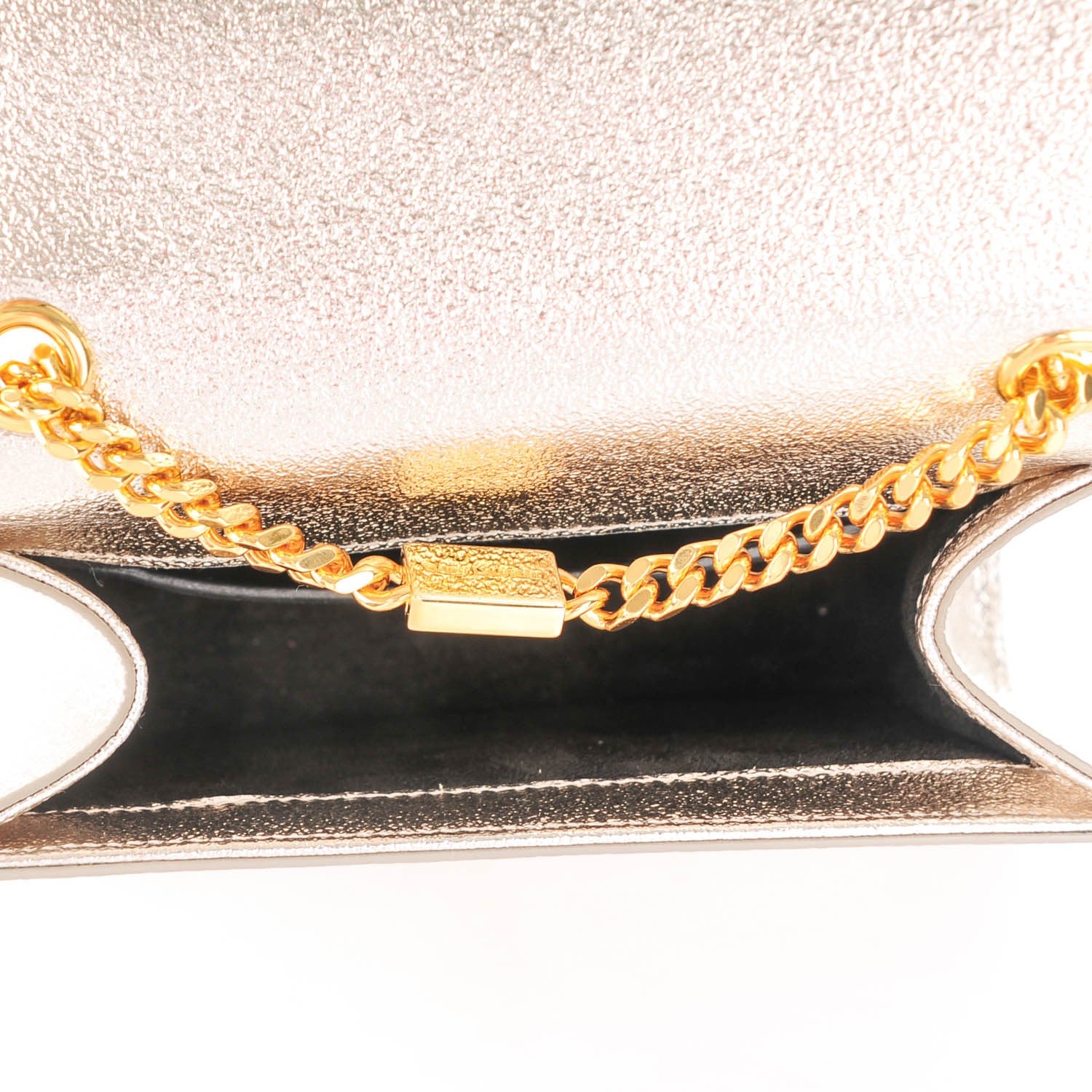 Saint Laurent Metallic Calfskin Small Classic Monogram Kate Satchel Platine 5 of 5
