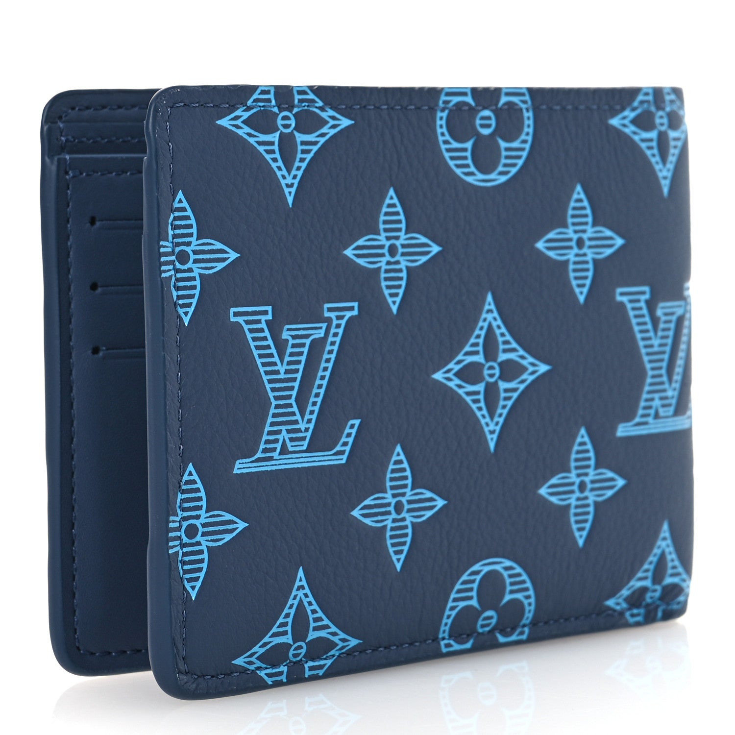 Louis Vuitton Monogram Shadow Multiple Wallet Navy River Blue