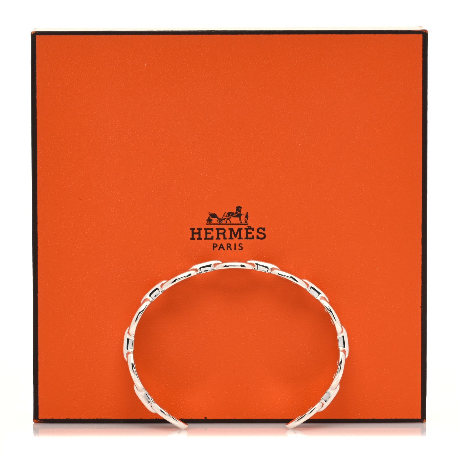Hermes Sterling Silver MM Chaine d'Ancre Enchainee Cuff Bracelet LG 4 of 4
