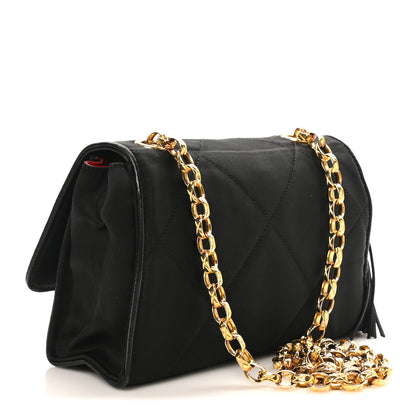 Chanel Satin Diamond Quilted Tassel CC Small Flap Bag Black 3 of 11