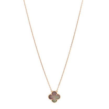 Van Cleef & Arpels 18K Rose Gold Gray Mother of Pearl Vintage Alhambra Pendant Necklace 1 of 6