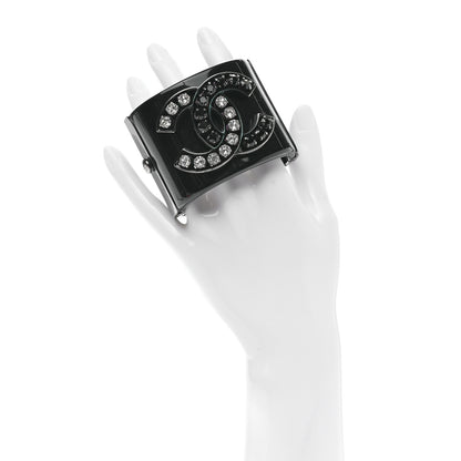 Chanel Resin Ruthenium Crystal CC Cuff Black 2 of 5