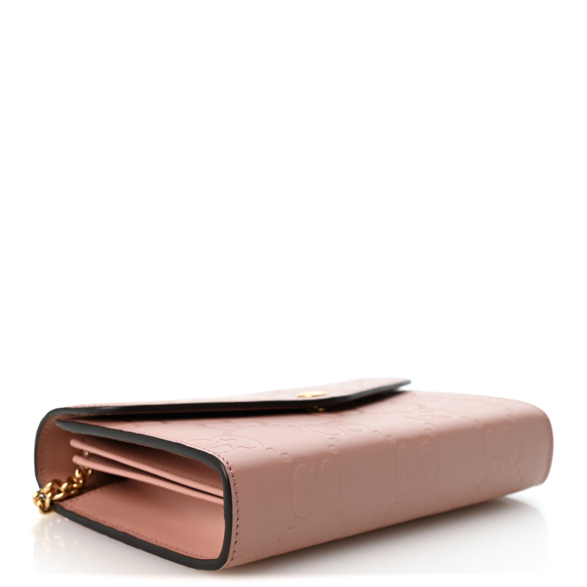 Calfskin GG Debossed Chain Wallet Pink