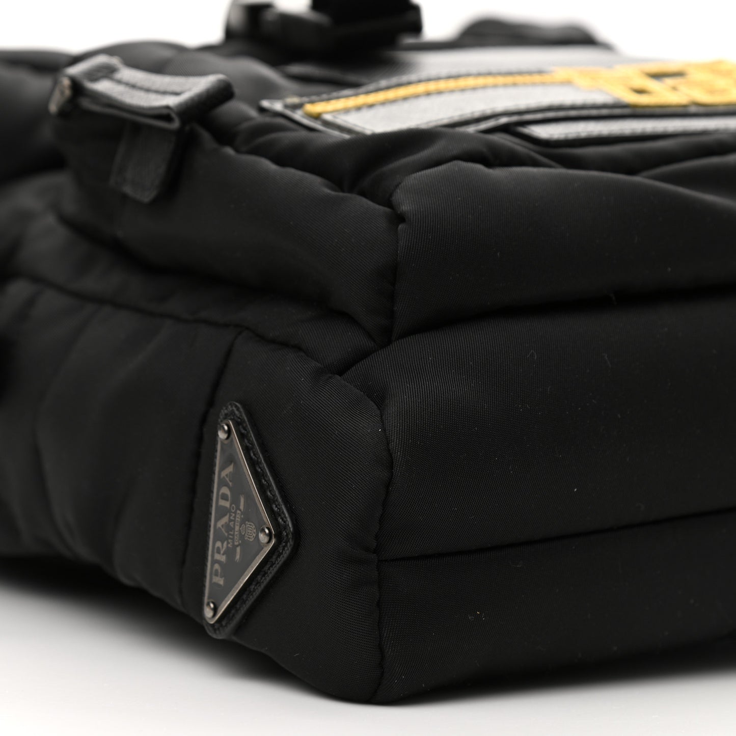 Nylon Saffiano Racing Logo Backpack Black Yellow