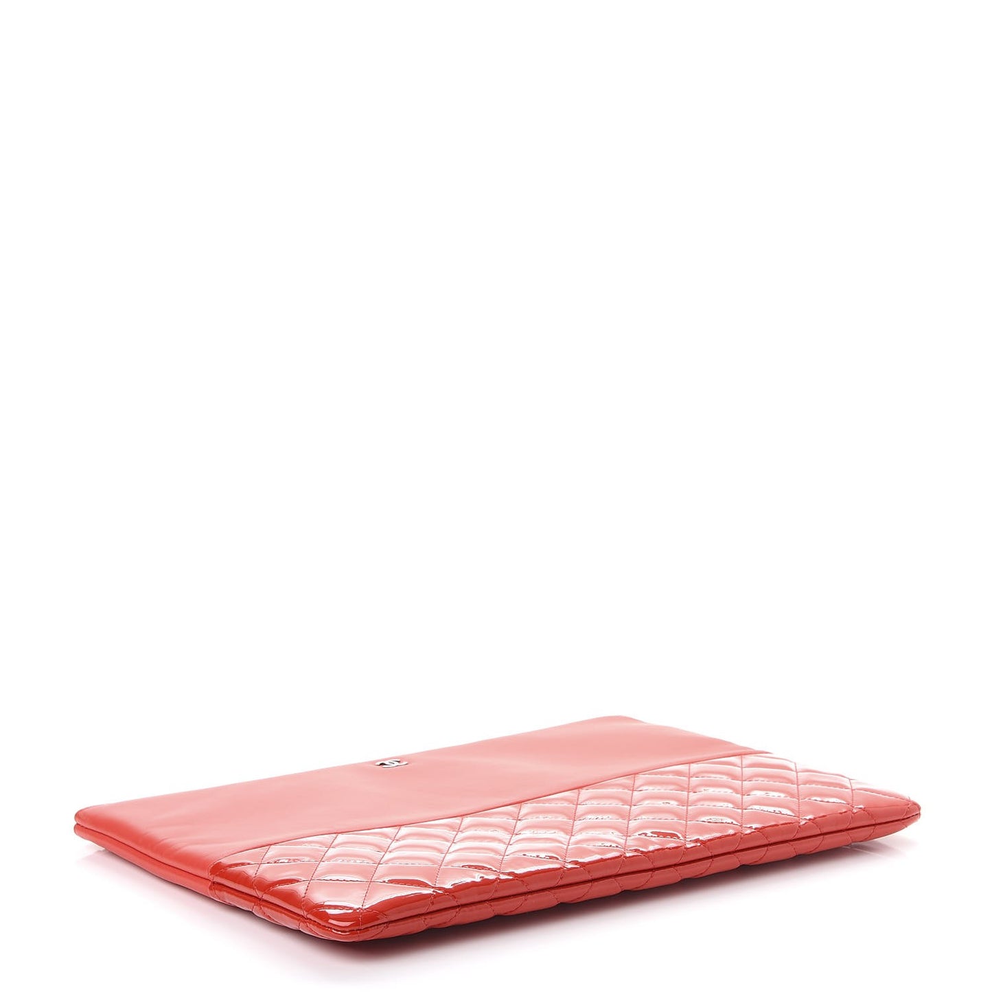 Lambskin Patent Quilted Large Cosmetic Case Red